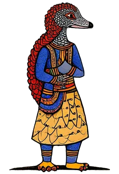 The pangolin scribe in an embroidered coat, a sheet of paper in hand