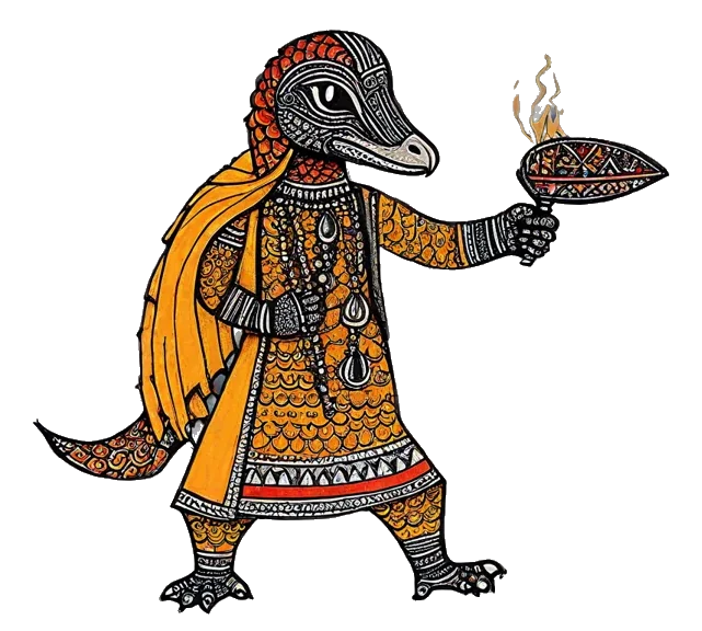 The pangolin scribe holding up a small smoking bowl in one hand