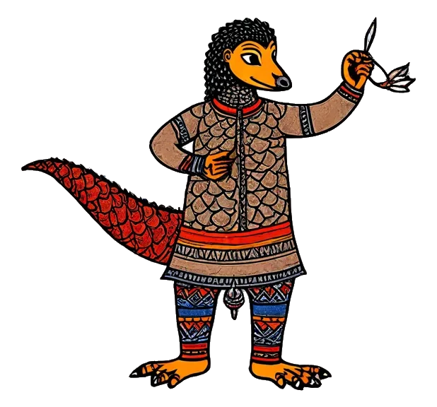 Crypto Casino Shiksha: The pangolin scribe examining a small object closely The pangolin scribe examining a small object closely