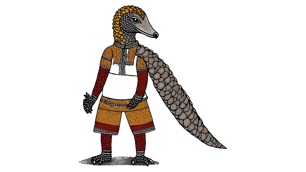 The pangolin scribe standing with a plain white panel held in front of it